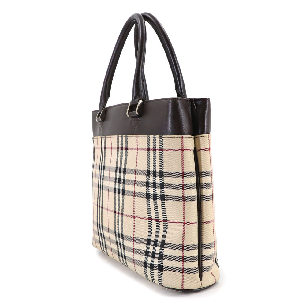 Burberry Nova Check Handbag Canvas Leather Beige Brown - Picture 3 of 8